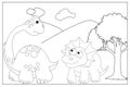Coloring pages for kids with cute dinosaur