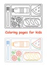 Coloring pages for kids with lunch tray