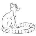 Coloring pages. Little cute lemur smiles.