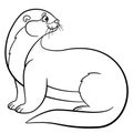 Coloring pages. Little cute otter smiles