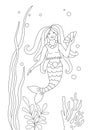 Coloring pages. Marine wild animals. Little cute marmade jumps from the water and smiles Royalty Free Stock Photo