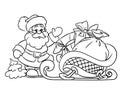 Coloring pages Santa Claus and Christmas gifts