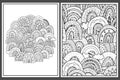 Coloring pages set with doodle rainbows. Fantasy backgrounds for coloring book Royalty Free Stock Photo