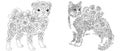 Pug dog and cat coloring pages Royalty Free Stock Photo