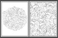 Coloring pages set with tribal elements. Abstract doodle templates Royalty Free Stock Photo