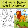 Coloring Pages: Wild Animals. Cute beautiful lion .