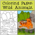 Coloring Pages: Wild Animals. Cute blue iguana. Royalty Free Stock Photo