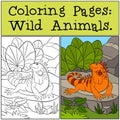 Coloring Pages: Wild Animals. Cute orange iguana. Royalty Free Stock Photo