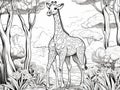 Coloring Pages: Wild Animals. Little cute giraffe. Royalty Free Stock Photo