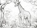 Coloring Pages: Wild Animals. Little cute giraffe. Royalty Free Stock Photo