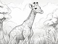 Coloring Pages: Wild Animals. Little cute giraffe. Royalty Free Stock Photo