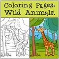 Coloring Pages: Wild Animals. Little cute giraffe.