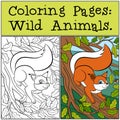 Coloring Pages: Wild Animals. Little cute squirrel .