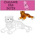 Coloring pages. Wild animals. Little cute tiger. Royalty Free Stock Photo