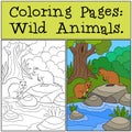 Coloring Pages: Wild Animals. Two quokkas in the forest Royalty Free Stock Photo