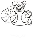 Coloring panda want to play basketball