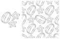 Coloring pattern for kitchen, restaurant or shop. Set in hand draw style