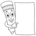Coloring Pencil Character & Blank Paper Royalty Free Stock Photo