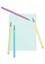 Coloring pens and note paper writing materials