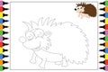 Coloring porcupine for kids, simple vector illustration