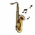 Coloring Realistic nota saxophone illustration drawing illustration white background