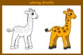 Children trace and coloring giraffe