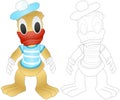 Coloring cartoon duck
