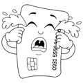 Coloring Sad Crying Credit Card Character
