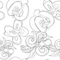 Coloring seamless pattern with Florida dogwood flower vector i