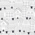 Coloring seamless pattern with houses