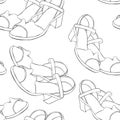 Seamless pattern shoes for summer women`s sandals. vector illust Royalty Free Stock Photo