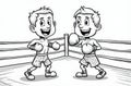 A Coloring Sheet Of Two Boxers At 2-1-2024 Royalty Free Stock Photo
