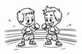 A Coloring Sheet Of Two Boxers At 2-1-2024 Royalty Free Stock Photo