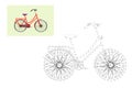 Coloring. Simple educational game for children. Vector illustration of a bicycle. Royalty Free Stock Photo