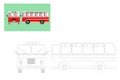 Coloring. Simple educational game for children. Vector illustration of a bus.