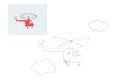 Coloring. Simple educational game for children. Vector illustration of a helicopter.