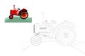 Coloring. Simple educational game for children. Vector illustration of a tractor.