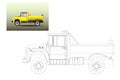 Coloring. Simple educational game for children. Vector illustration of a truck.