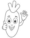 Coloring Smiling Carrot Cartoon Character