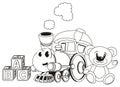 Coloring funny toy train with toys Royalty Free Stock Photo