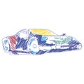 Coloring sport car drawing with vector. children`s drawing. Perfect for kids