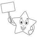 Coloring Star Character Holding Blank Sign