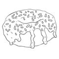 The sweet delicious donut coloring. vector illustration