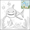 Coloring with templates - Shark in the sea