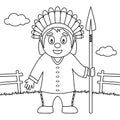 Coloring Thanksgiving Native Man Spear