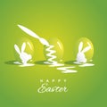 Coloring three Easter eggs green background