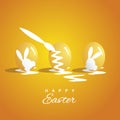 Coloring three Easter eggs orange background