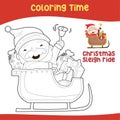 Coloring page for toddlers with Christmas theme. The Santa Claus riding the sleigh ready to deliver the Christmas presents Royalty Free Stock Photo