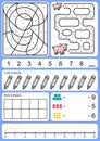 Coloring, tracking, matching and drawing object of number