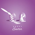 Coloring two Easter eggs purple background